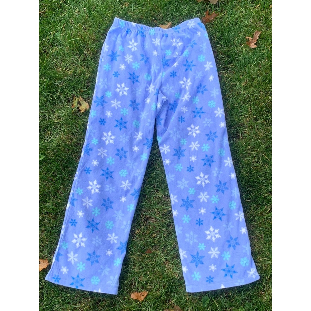 Macy’s Fleece Pajama Pants Snowflakes Blue Small